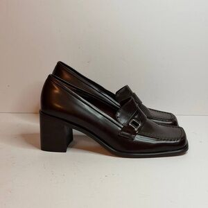 Gucci Brown Leather Loafers Pumps Chunky Heel and Square Toe Size 3.5 UK 36 EU